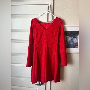 Red Dress- flare long sleeve formal cocktail dress